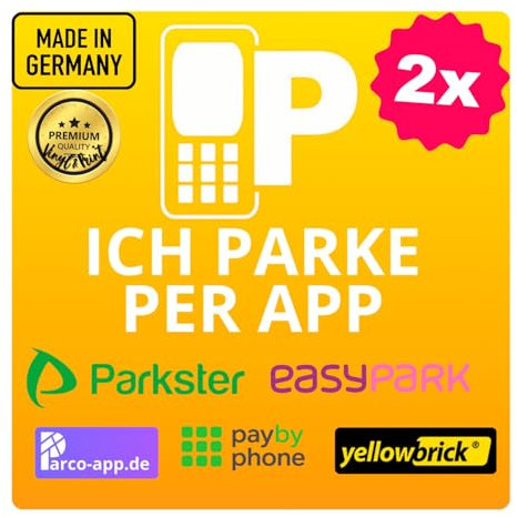 Adesivo universale 5 in 1, compatibile con EASYPARK Easy Park, Parkster, PayByPhone, Parco, Yellowbrick & Co. | Adesivi per auto (6 x 6 cm) – Parchi app, Made in Germany (2)