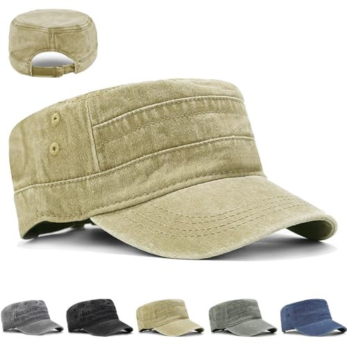 LUKIUP Army Cap, Cadet Army Military Flat Top Caps, Kappen Herren, Used Look verstellbare Taktische Beanie, Cap für Herren Geschenke für Männer Outdoor-Aktivitäten