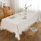 Eternal Beauty Rectangle TableCloth Cotton Faux Linen Table Cloth Wipe Clean Table Cover Tassel for Home Dining Party Restaurant Decoration (140x180cm,Beige)