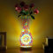 Maimeili Retro türkische Mosaik Vase Lampe türkische marokkanische Tischlampe bunte handgefertigte Glasvase mit Holzbasis für Blumen USB Lade Dekor Licht für Schlafzimmer Umgebung Wohnzimmer