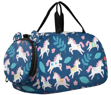 Einhorn-Regenbogen-Mädchen-Sporttasche mit Schuhfach, großes Fassungsvermögen, Wochenend-Reisetasche für Schule, Sport, Reisen