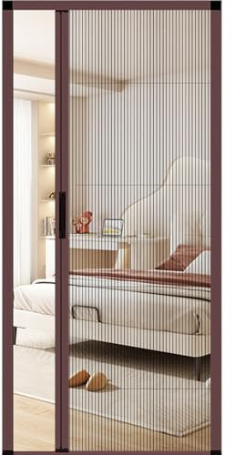 Puerta mosquitera retráctil, sin taladrar, marco de aluminio plegable para patio, puerta delantera, dormitorio, cocina, tamaño personalizado para puertas individuales/dobles
