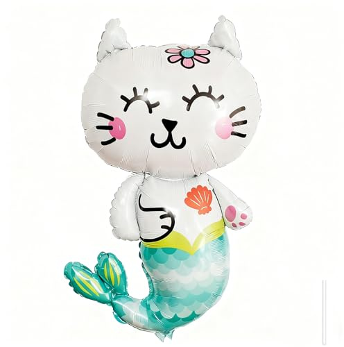 Gleemix Barby Meerjungfrau Katzen Luftballons Geburtstag, Cartoon Folienballon Meerjungfrauen Katze, Helium Ballons Meerjungfrau Geburtstag Deko, Für Kinderparty Hello Kitty Geburtstagsdeko Mädchen