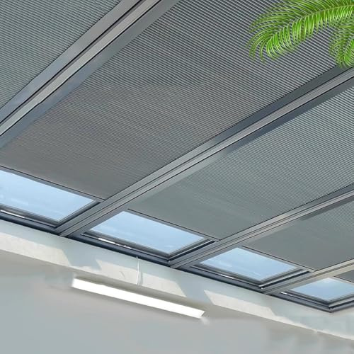 Stores Et Voilages Pour Puits De Lumière, Stores Cellulaires Sans Cordon Avec Cadre En Aluminium Étanches Et Isolants Thermiques Pour Greniers Et Pièces Vitrées 100 % Occultants(160x140cm/63x55in)