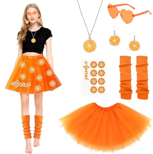 GOUYENG Femme Ballet Tutu Tulle Jupes,Jupe de Tutu,Jupon Court en Tulle Jupe Tutus Femme,Jupes en Tulles Orange,Orange Bandeau de Fruits Oranges,pour Fêtes,Carnavals,Halloween Costumes