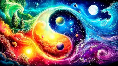 Yin-Yang Puzzles 1000 Teile Schwer Spielzeug Lernspiel Impossible Herausforderungsspielzeug für Erwachsene und Kinder ab 12 Jahren 75x50cm/1000pcs