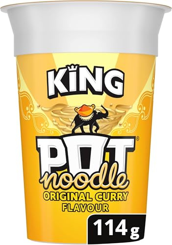 Pot Noodle Original Curry King Pot Noodle instant vegetarian snack quick to make noodles Instant Noodle 114 g (Pack of 6)
