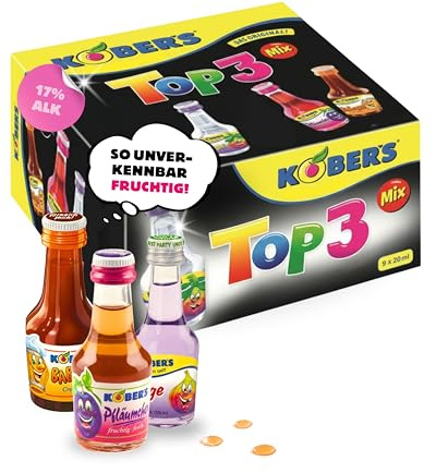 KOBER’S Top 3 Mix I 9 Mini Liköre à 20 ml I 3 beliebte Sorten Feige, Pfläumchen & Babalou Cream I 17% Vol. I Likör-Mix für Geburtstag & Karneval