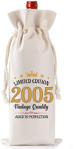 21st Birthday Gifts for Men Women -Limited Edition 2005 Wine Bottle Bag with Drawstring, 21 Years Old Birthday Present for Best Friend Sister Brother Colleagues Son Daughter