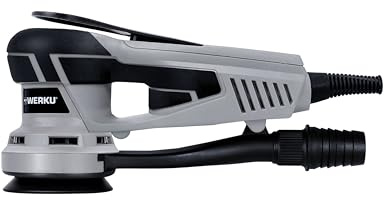 Werku WK403670, Ponceuse Circulaire Rotorbitale, Qualité Professionnelle, Moteur Brushless, Puissance 350 W, Disque 75 mm, Orbite 3 mm, Comprend Disque Ponçage et Tuyau Aspiration