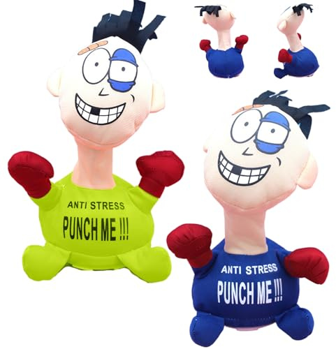 Elyebxj 2-teiliges Stressabbau-Spielzeug, Punch Me Screaming Doll, Angstlinderungsspielzeug, elektrische emotionale Plüschpuppe für Erwachsene