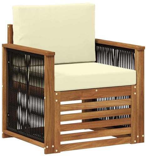 vidaXL Outdoor Mittelsofa Natur, Moderne Outdoor-Couch, modulare Möbel, wetterfestes Gartenlounge, Bequeme Terrassen-Sitzgruppe