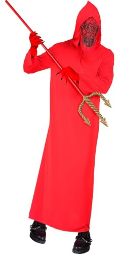 W WIDMANN MILANO Party Fashion - Teufel Kostüm | Kapuzengewand mit Maske für Höllen Look, Halloween, Karneval und Mottoparty