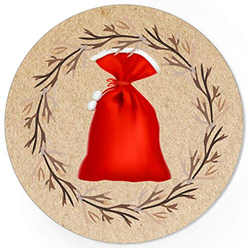 48 Weihnachtsaufkleber Weihnachssack - für Geschenke zu Weihnachten - Sticker Aufkleber Etiketten Geschenkaufkleber Verpacken, rund