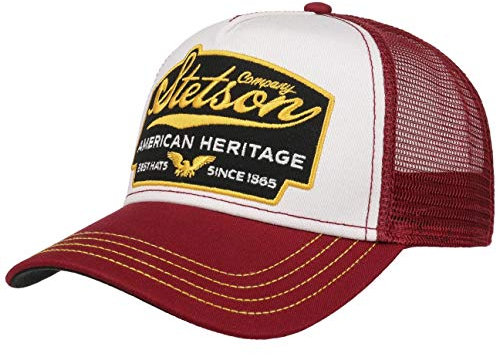 Stetson American Heritage Trucker Cap Herren - Basecap im amerikanischen Stil - One Size - Snapback Cap mit luftigem Netzeinsatz - Meshcap Sommer/Winter - Baseballcap Bordeaux One Size