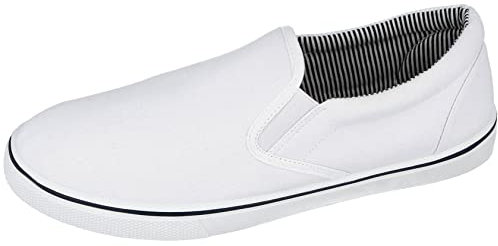 Mens Canvas Mesh Slip On Espadrilles Casual Low Top Plimsoll Trainers Size 7-12 (White, UK Footwear Size System, Adult, Men, Numeric, Medium, 7)