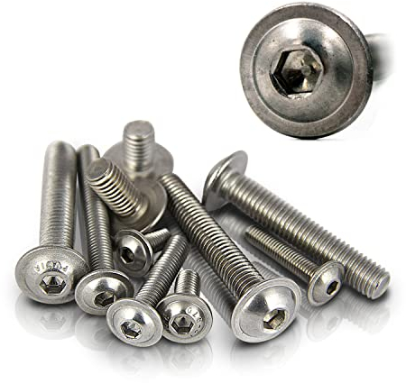 PROTECH 100 Stück Linsenkopfschrauben M5x16 Edelstahl Flansch V2A rostfreier A2 Innensechskant Linsenschrauben Flanschschrauben ISO7380