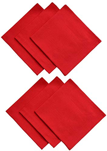 GARIELLA® 6er-Pack Stoffservietten aus 100% Baumwolle, 45 x 45 cm, quadratisch, 4-seitig eingesäumt, rot