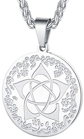 FaithHeart Edelstahl Wicca Pentagramm der Göttin Anhänger mit Weizenkette für Damen und Herren