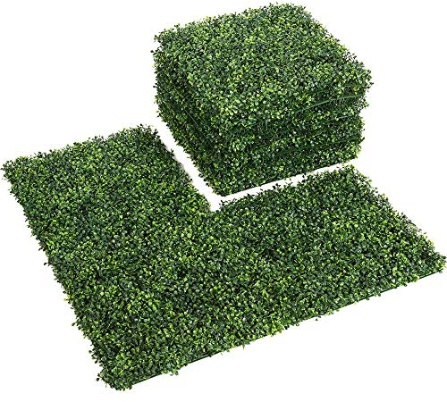 LITA Künstliche Hecke Buchsbaumzaun-Pflanze, UV-geschützter Sichtschutz für den Innen- und Außenbereich, Gartenzaun, Hinterhof, Heimdekoration, grüne Wände, 12 Stück