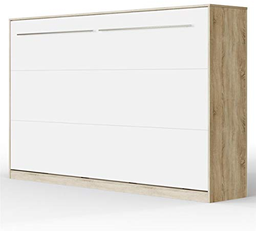 SMARTBett Schrankbett Standard Eiche Sonoma/Weiss 120 Horizontal