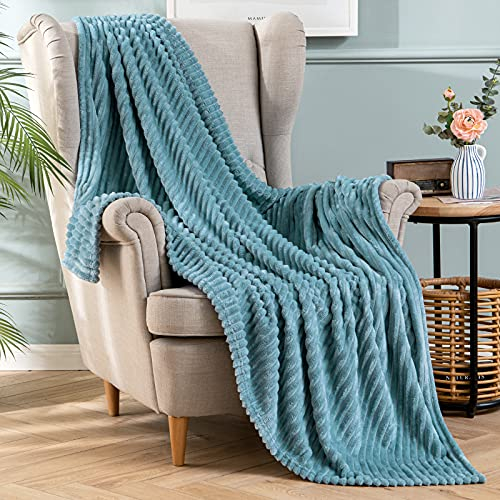 MIULEE Kuscheldecke Fleecedecke Flanell Decke Einfarbig Wohndecken Couchdecke Flauschig Überwurf Mikrofaser Tagesdecke Sofadecke Blanket Für Bett Sofa Schlafzimmer Büro 60x80Inch 150x200cm Graublau