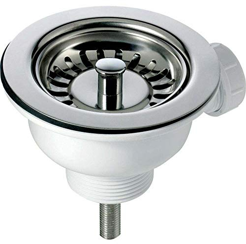 90mm Chrome Basket Strainer Waste for Astini, RAK, Rangemaster Ceramic Sink