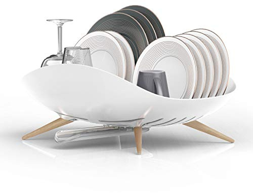 carrotez Escurridor de Platos, escurridor de Platos con Boquilla giratoria para encimera de Cocina, fácil instalación, Duradero, Resistente al óxido, Color Blanco