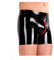 MFMYEE Männer Schwarzer Reißverschluss Handmade gespleißt Latex Fetisch Exotische männliche Unterwäsche Slips Shorts (L)