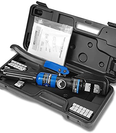 AMZCNC 8 Tons 9 Dies Hydraulic Crimper, Hydraulic Crimping Tool 4-70mm², Wire Battery Cable Lug Terminal Crimper