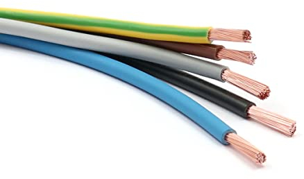 Xenterio Elektroverteilung/Zählerschrank Verdrahtungssatz (Kabelsatz), 10mm², 5x3m H07V-K, Leitungsfarben: braun, schwarz, grau, blau, grün-gelb