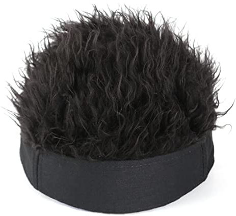 Retro Hair Visors Cap Adjustable Hip Hop Beanie Cap with Fake Hair Golf Hats for Outdoor Sports Unisex Black