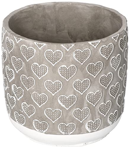 KOTARBAU® Pot de fleurs décoratif en argile - Diamètre : 13 cm - Motif cœur (gris)