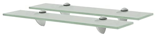 Juego de 2 estantes de cristal templado con base de metal, montaje en pared, estante de pared de cristal transparente para baño, cocina, 50 x 20 cm, grosor 8 mm, carga 10 kg, esmerilado
