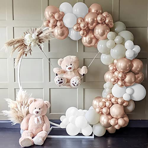 Luftballon Girlande Rosegold, Ballon Girlande Beige, Rose Gold Sandweiß Luftballons für Boho Hochzeits, Verlobung, Geburtstagsdeko, Babyparty, Jahrestag, Baby Shower Deko
