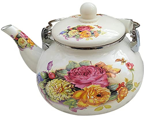 Wasserkessel Emaille Kanne Teekessel Emaille Gasherd Retro Wasserkocher Kaffeekanne Vintage Wassertopf Antike Teekessel Wasserkrug für Induktionsherd Große Kapazität 2.4L