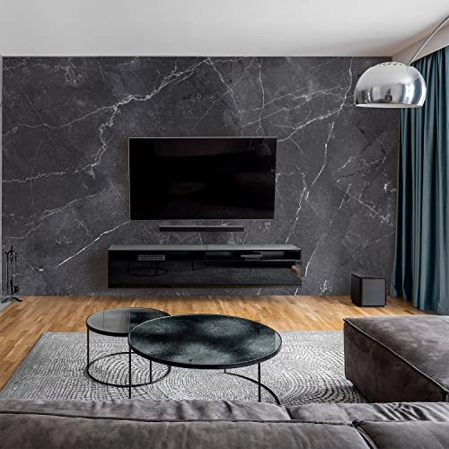 dedeco Wohnzimmerrückwand TV-Wand Wandpaneel Wohnrückwand Rückwand Tapetenersatz, Motiv: Marmor V7, 250 x 100 cm, wasserfest, robust, als Wandverkleidung aus Acrylglas 3D, Glasoptik