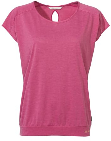 VAUDE Skomer T-Shirt III – Sportshirt Damen Kurzarm aus 75% recyceltem Polyester & 25% Lyocell, Sport Shirts für Damen mit überschnittener Schulter, Lotus pink,34