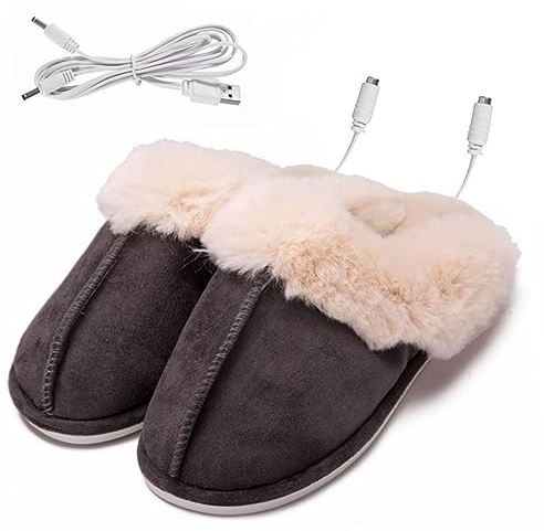 Kunyeah USB Calienta Zapatillas Calienta Pies Cargador Eléctrico Calefacción Zapatillas Invierno Caliente Felpa Zapatillas para Mujeres Hombres