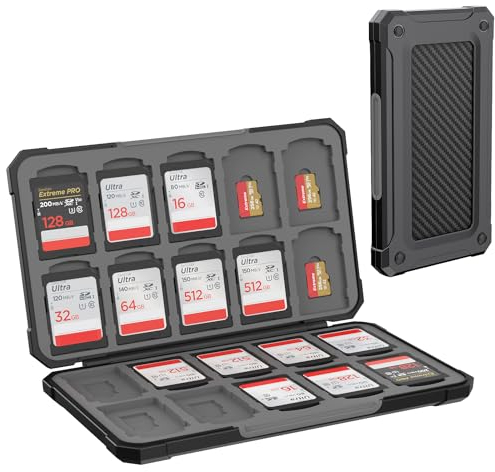 HEIYING Rangement Carte Mémoire pour Cartes SD/TF, Étui de Stockage Portable pour Carte SD Compatible avec 20 SDXC SDHC et 20 TF Emplacements pour Cartes