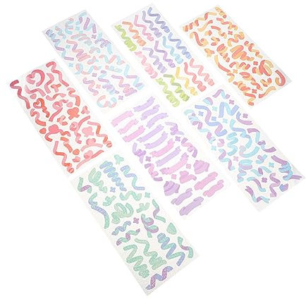 EXCEART 7pcs PVC Stickers Scrapbooking Adhesive Decal Shine Decor Sticker Korean Stickers Retro Decor Notebook Sticker Material Glitter Sticker Greeting Card Envelopes South Korea Photo