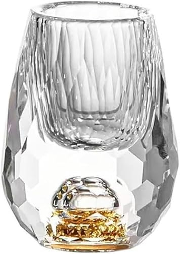 Generic Verre de luxe en cristal de vodka en verre à saké Shochu - Double fond - Tasse à thé en verre doré - Cadeaux haut de gamme - Liqueur dure pour la maison