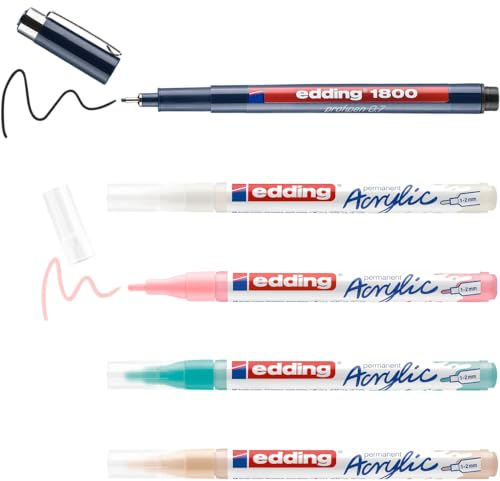 edding Manga Stifte Kreativset - 5300 Acrylmarker und 1800 Fineliner - 5er Set - inkl. Anleitung und Zubehör - Manga Zeichnen und Malen für Einsteiger und Profis