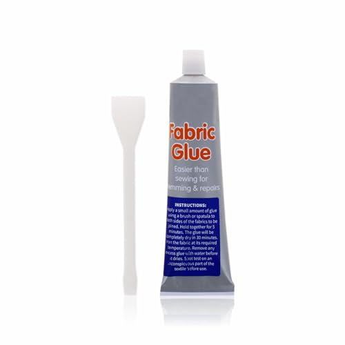 Fabric Glue With Spreader Extra Strong Quick Dry Machine Washable Cleanable Textile Clothing Hemming NO SEW Adhesive, For DIY Craft Projects Permanent Bond for Clothing Repairs and Alterations 30ml