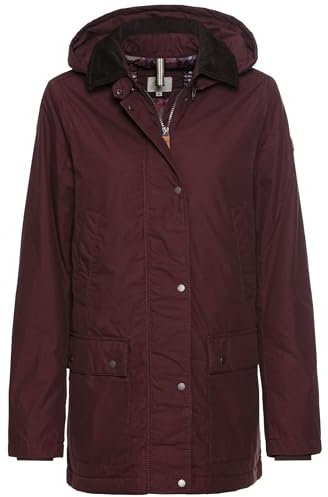 camel active Damen Wachsjacke mit Abnehmbarer Kapuze Dunkelrot, womenswear-42
