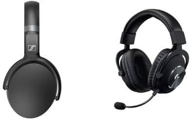 Sennheiser HD 450BT Wireless-Over-Ear-Kopfhörer mit aktiver Noise Cancellation & Logitech G PRO X Gamer Over-Ear Headset mit Blue VO!CE Mikrofon