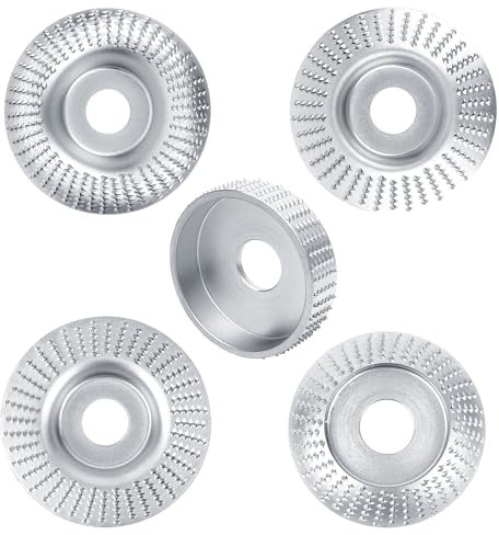 5 Stück Holz Schleifscheiben für Winkelschleifer-Schruppscheiben, Holzbearbeitungswerkzeuge für Schnitzen und Schleifen von Holz, Weichholz, Hartholz (Silber)