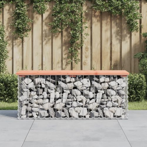 ShCuShan Gartenbank aus Gabionen 103x31,5x42 cm Sitzbank Garten GabionenköRbe Gabionen Bank Outdoor Patio BäNke Massivholz Douglasie