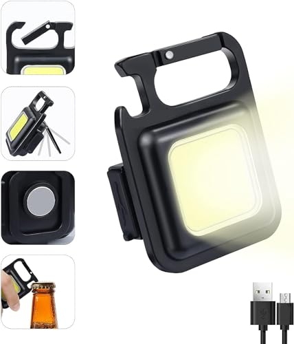 Stock Lider-Linternas Pequeñas Led De 800 Lúmenes Recargable, Mini Llavero Linternas Recargables De 4 Modos, Luz De Bolsillo Portátil Con Soporte Plegable, Abrebotellas Base Magnética Para Pesca, Cami