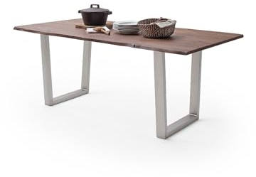 möbelando Baumkantentisch >Calabria< in Akazie walnussfarbig - 160x76,5x90 (BxHxT)